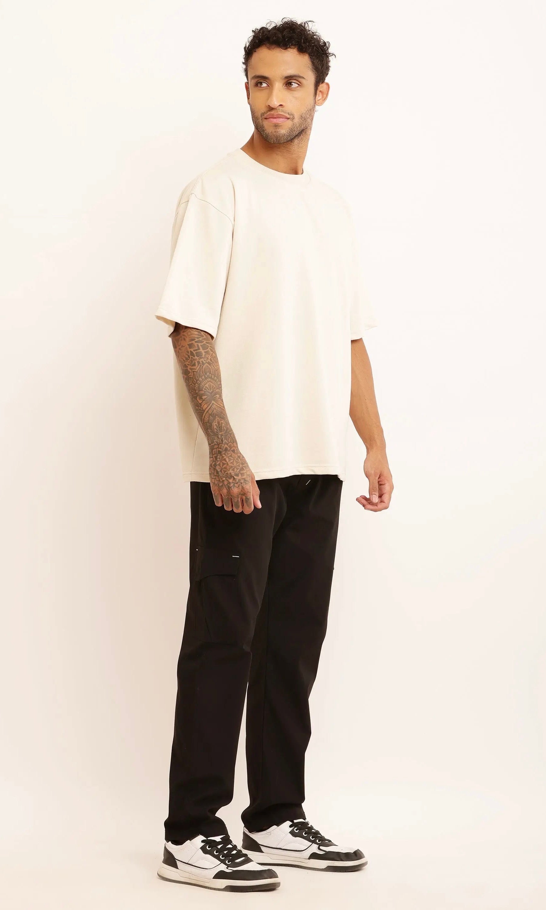 REGULAR FIT TWILL CARGO - BLACK
