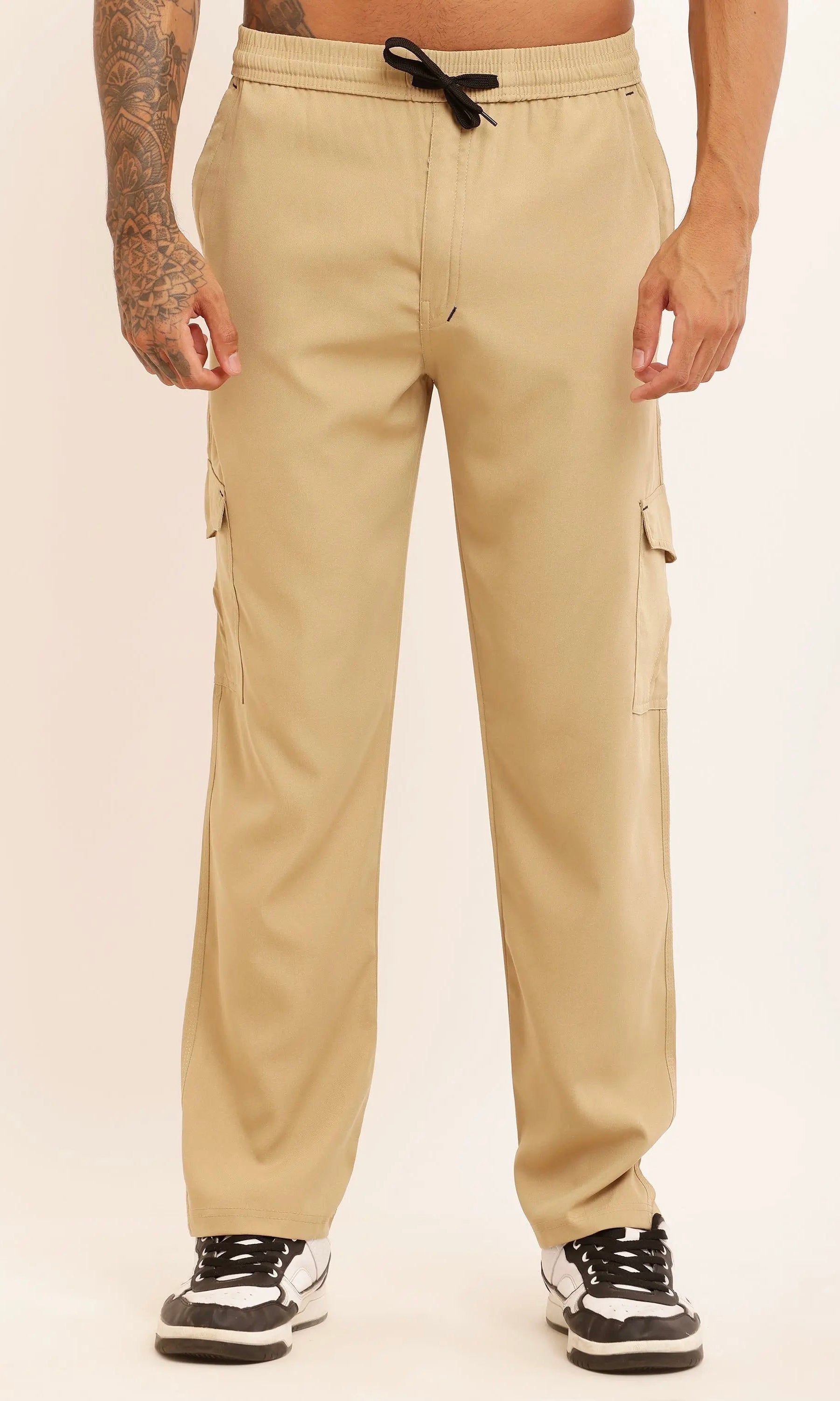 REGULAR FIT TWILL CARGO - FAWN