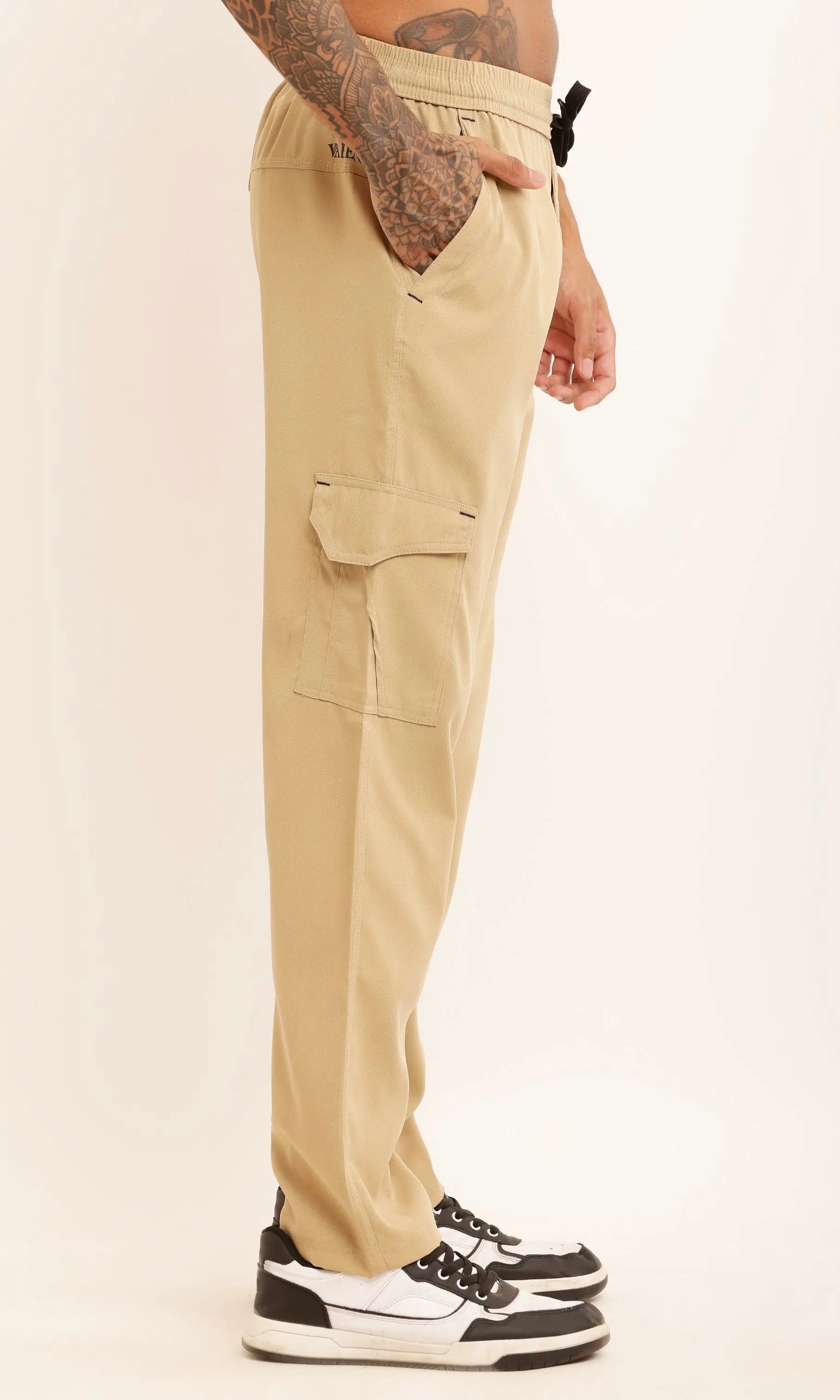 REGULAR FIT TWILL CARGO - FAWN